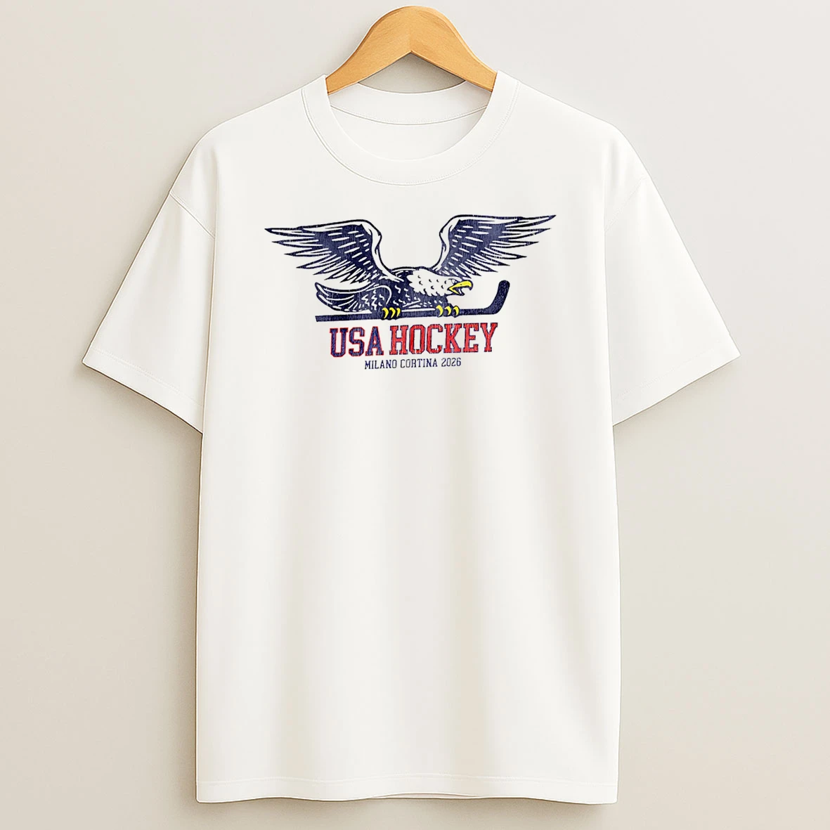 Usa Eagle And Hockey Stick Milano Cortina 2026 T Shirt