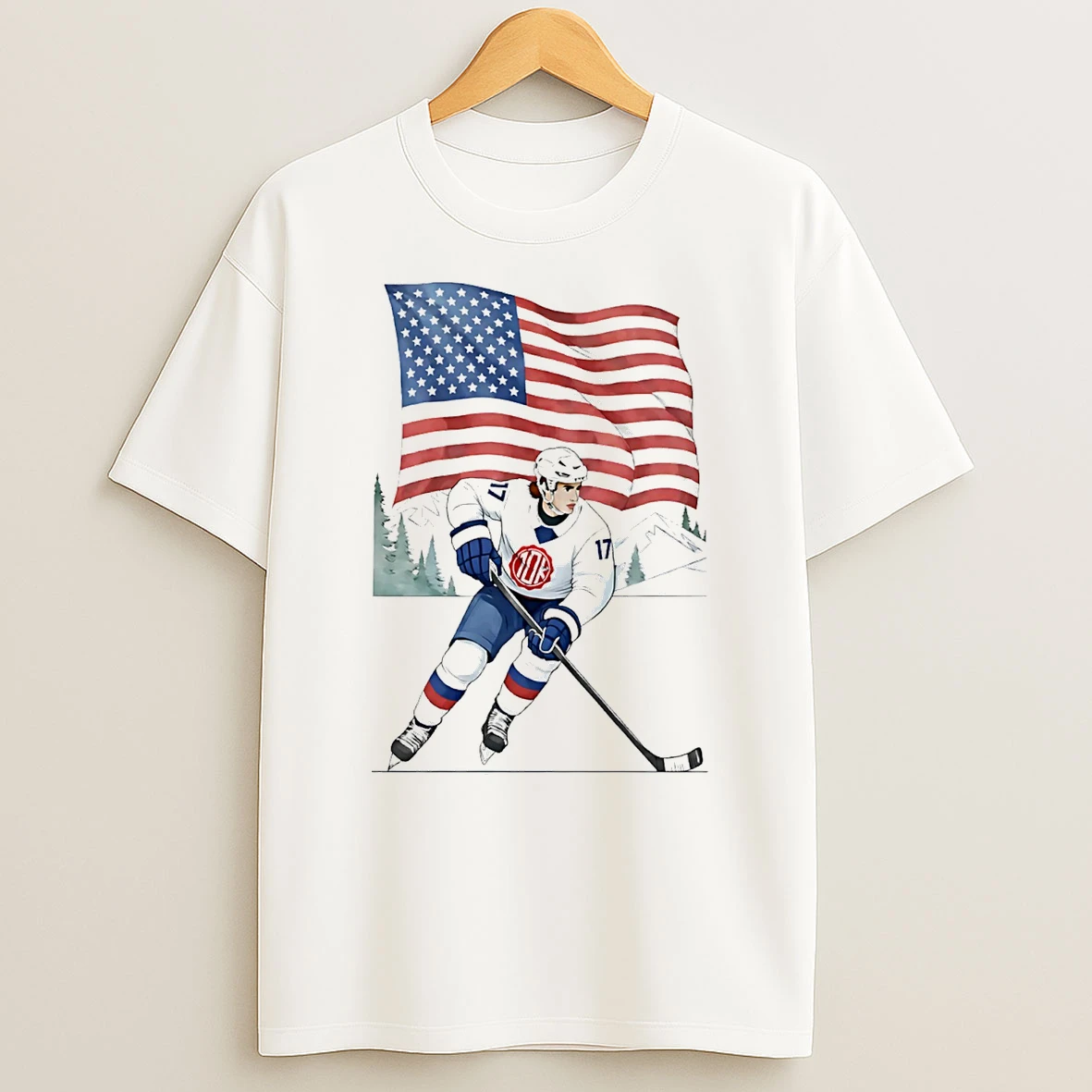 Usa Hockey 10k Olympic Flag T Shirt