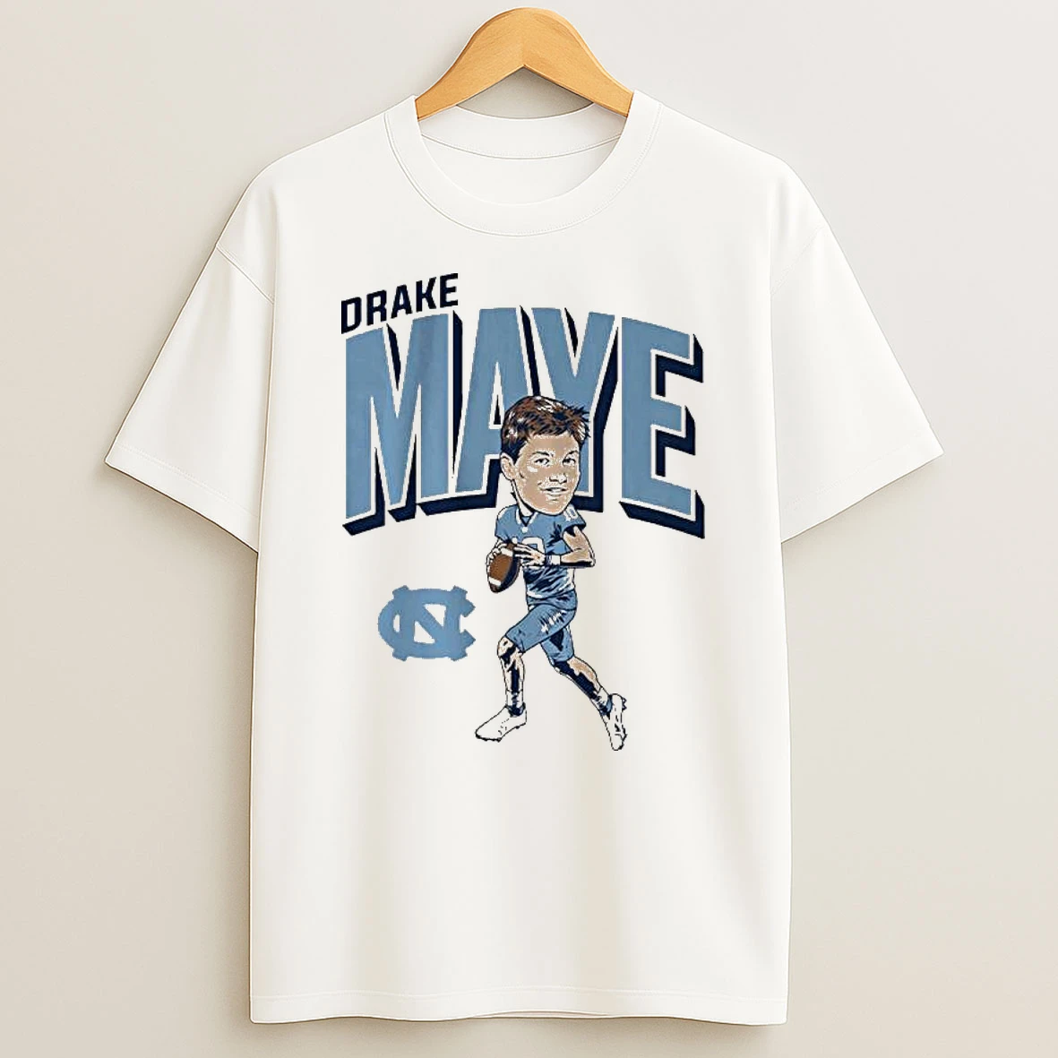 Unc Football Drake Maye Pro Caricature T Shirt