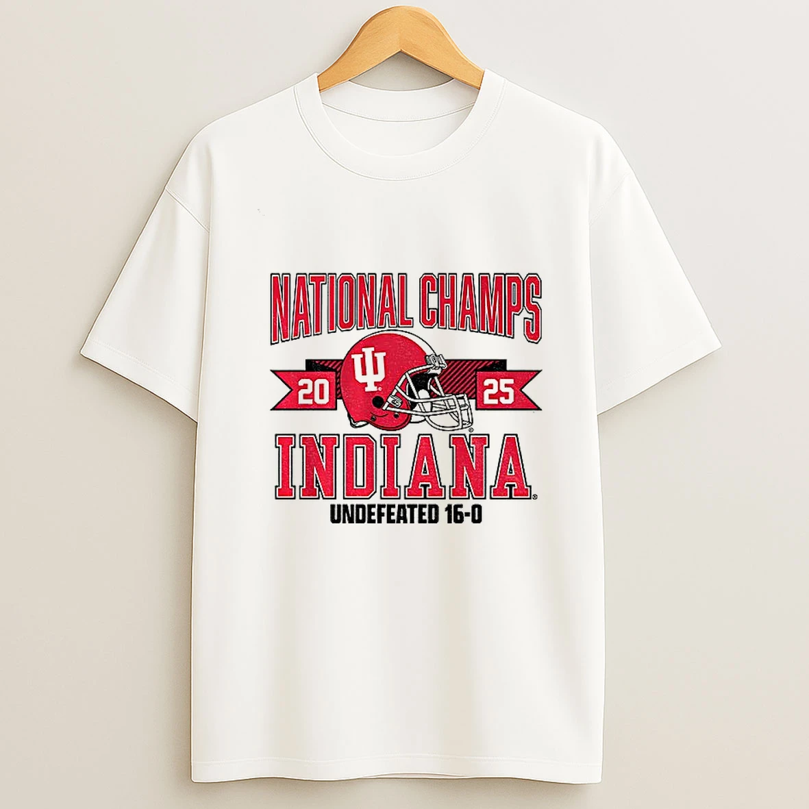 Undefeated 16 0 Cfp National Champions Arched Helmet Indiana Hoosiers T Shirt