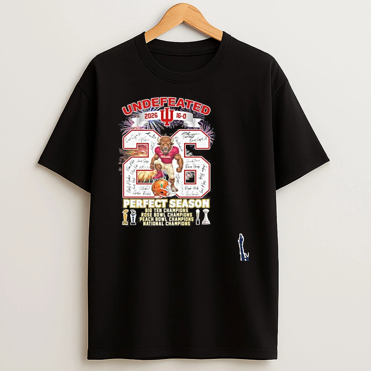 Undefeated 16 0 Indiana Hoosiers Perfect Season Big Ten Rose Bowl Peach Bowl And National Champions T Shirt