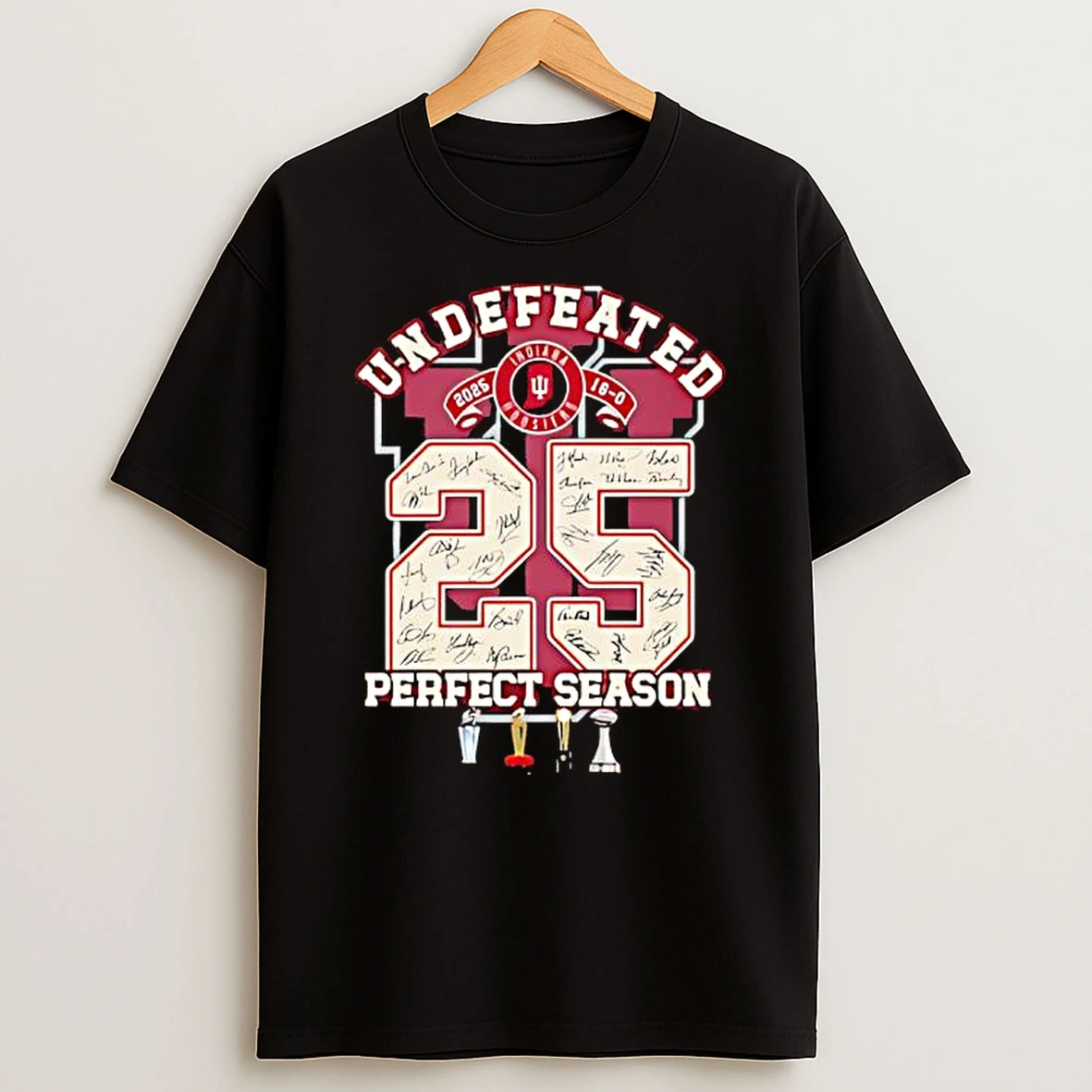 Undefeated 2025 16 0 Perfect Season Indiana Hoosiers Logo T Shirt