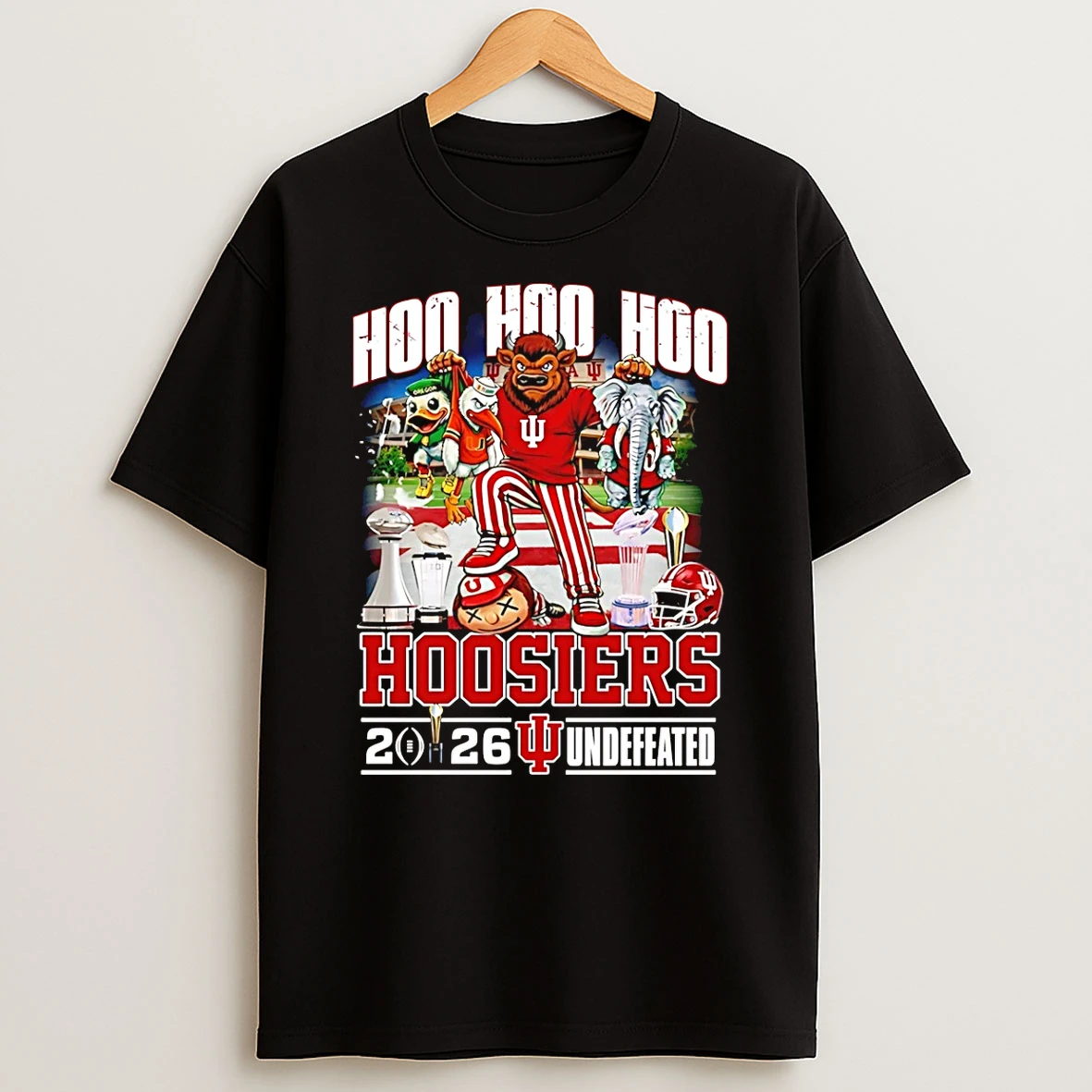 Undefeated Indiana Hoosiers 2026 Cfp National Champions Mascot T Shirt