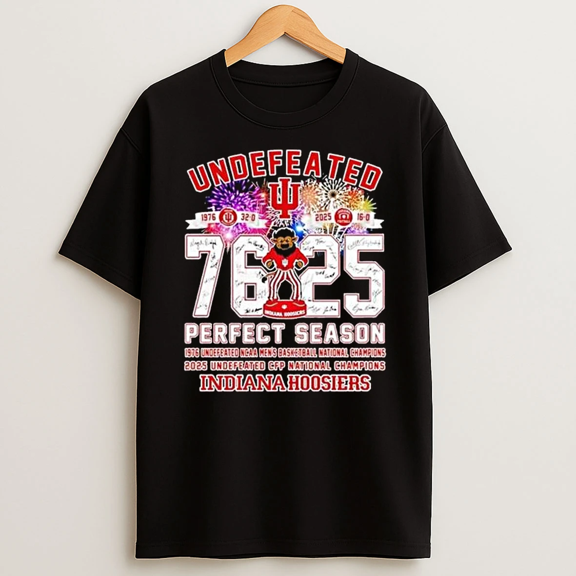 Undefeated Season Indiana Hoosiers 25 Cfp National Champions 76 25 Mascot T Shirt