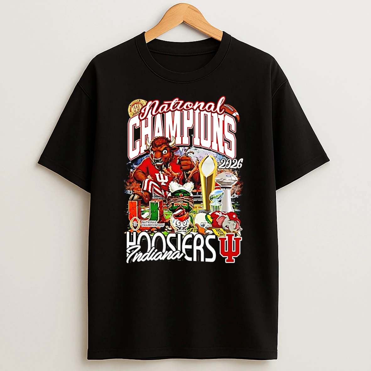 Undefeated Season Indiana Hoosiers Cfp 2025 National Champions Mascot T Shirt