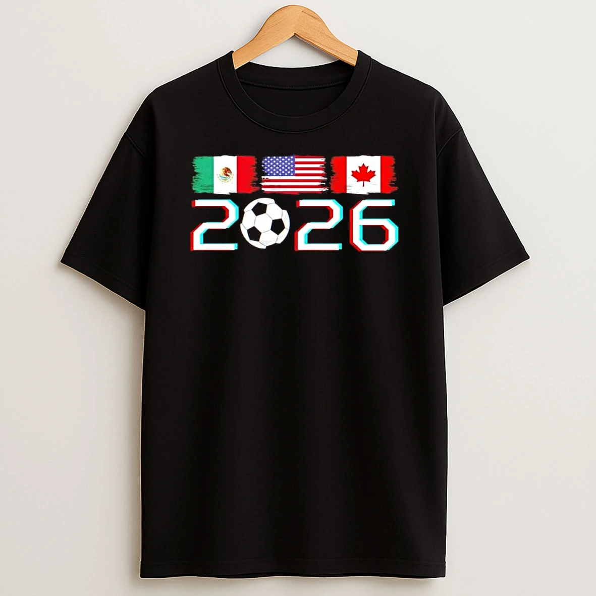 United 2026 Soccer Cup North America Emblem Flags T Shirt