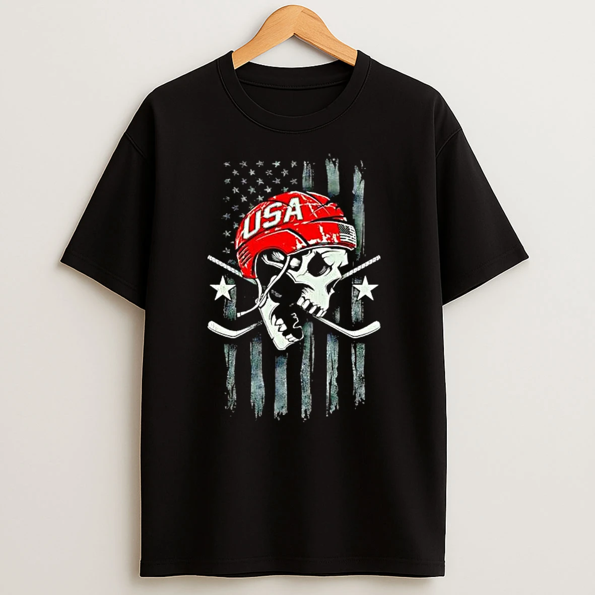 Usahockey Skull Graphic T Shirt