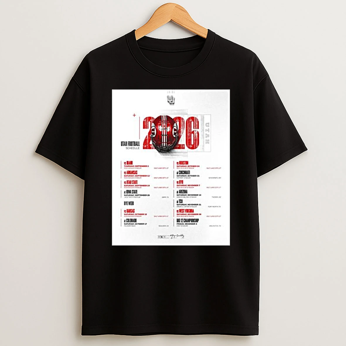 Utah Utes Football Ncaa Schedule Season 2026 T Shirt
