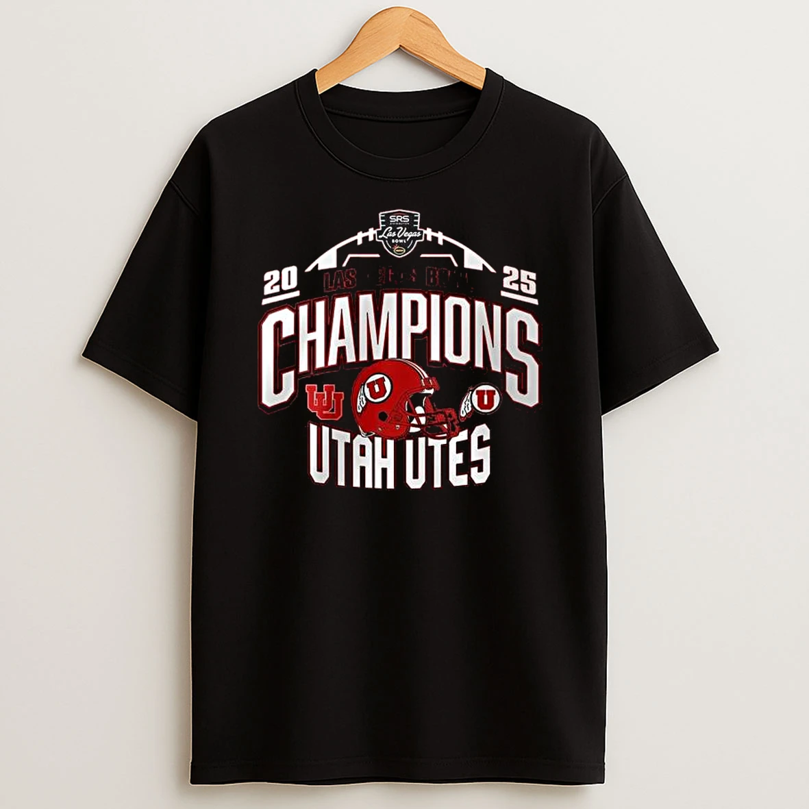 Utah Utes Football Srs Distribution Las Vegas Bowl Champions Helmet T Shirt
