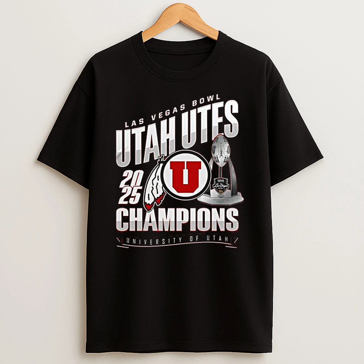 Utah Utes Las Vegas Bowl Champions Trophy 2026 T Shirt