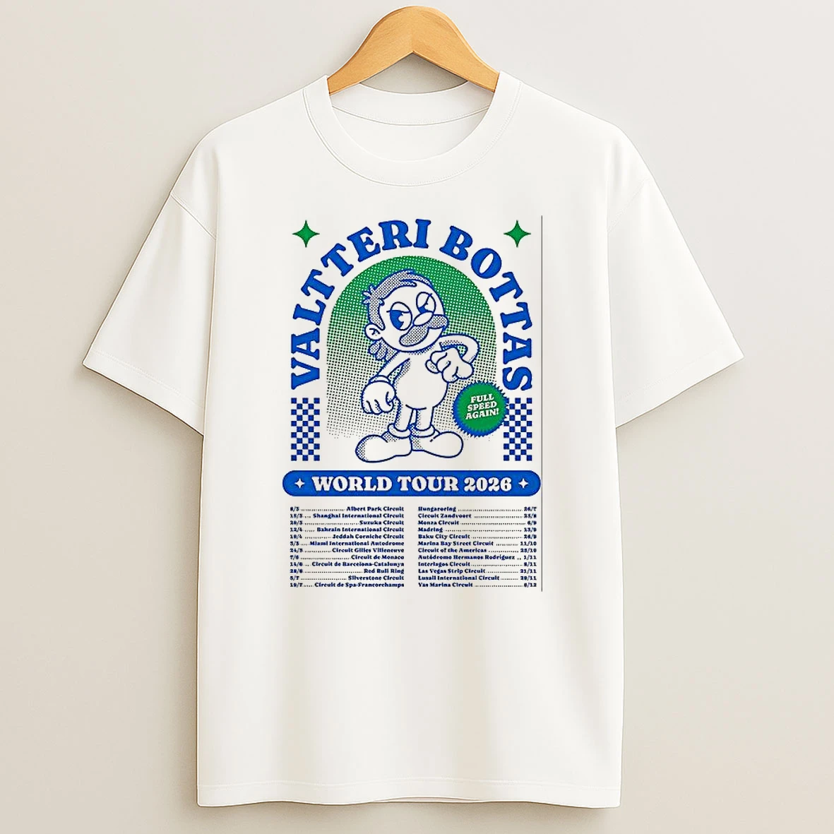 Valtteri Bottas World Tour 2026 Full Speed Again Racing Mascot T Shirt