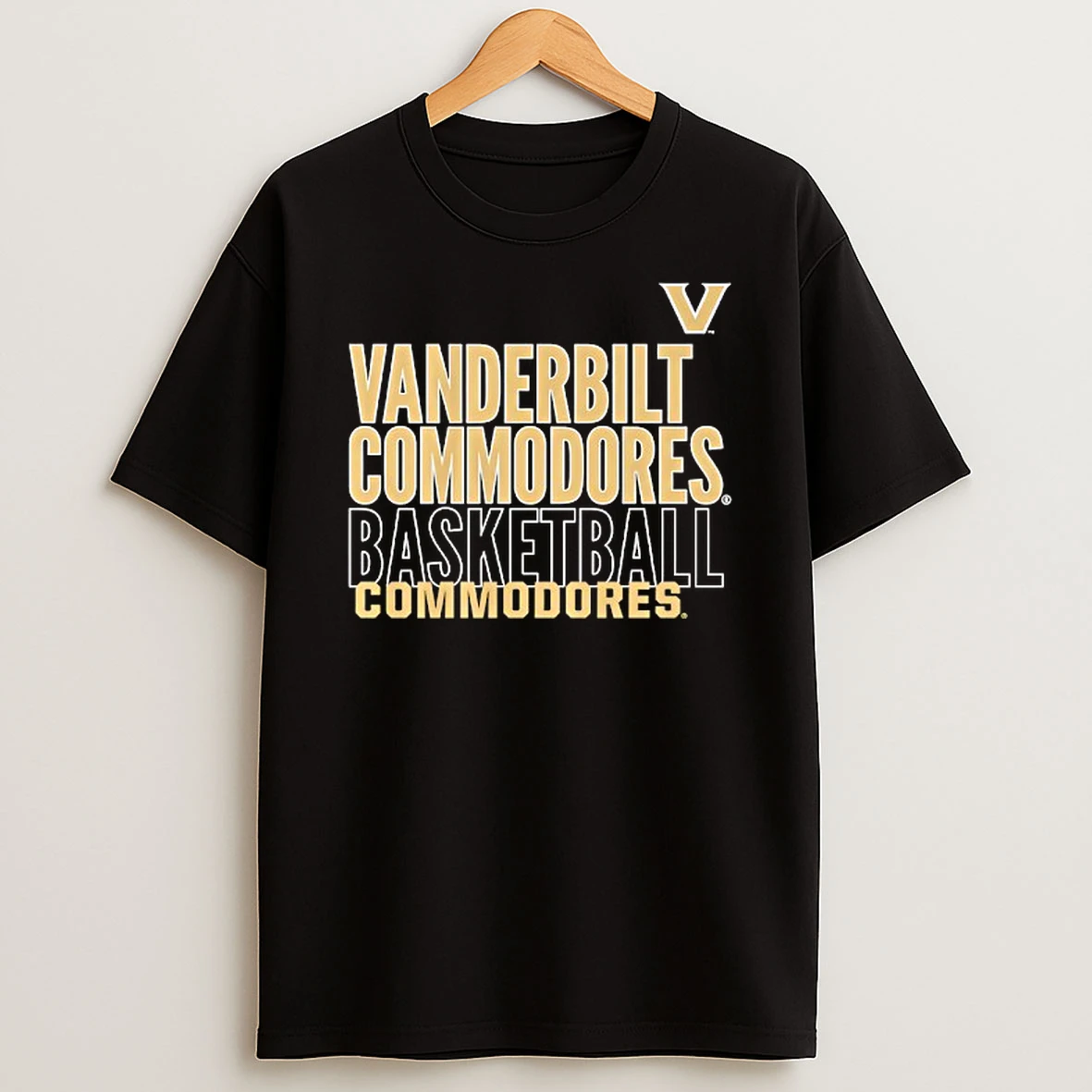 Vanderbilt Commodores Basketball Text Logo Overlay T Shirt