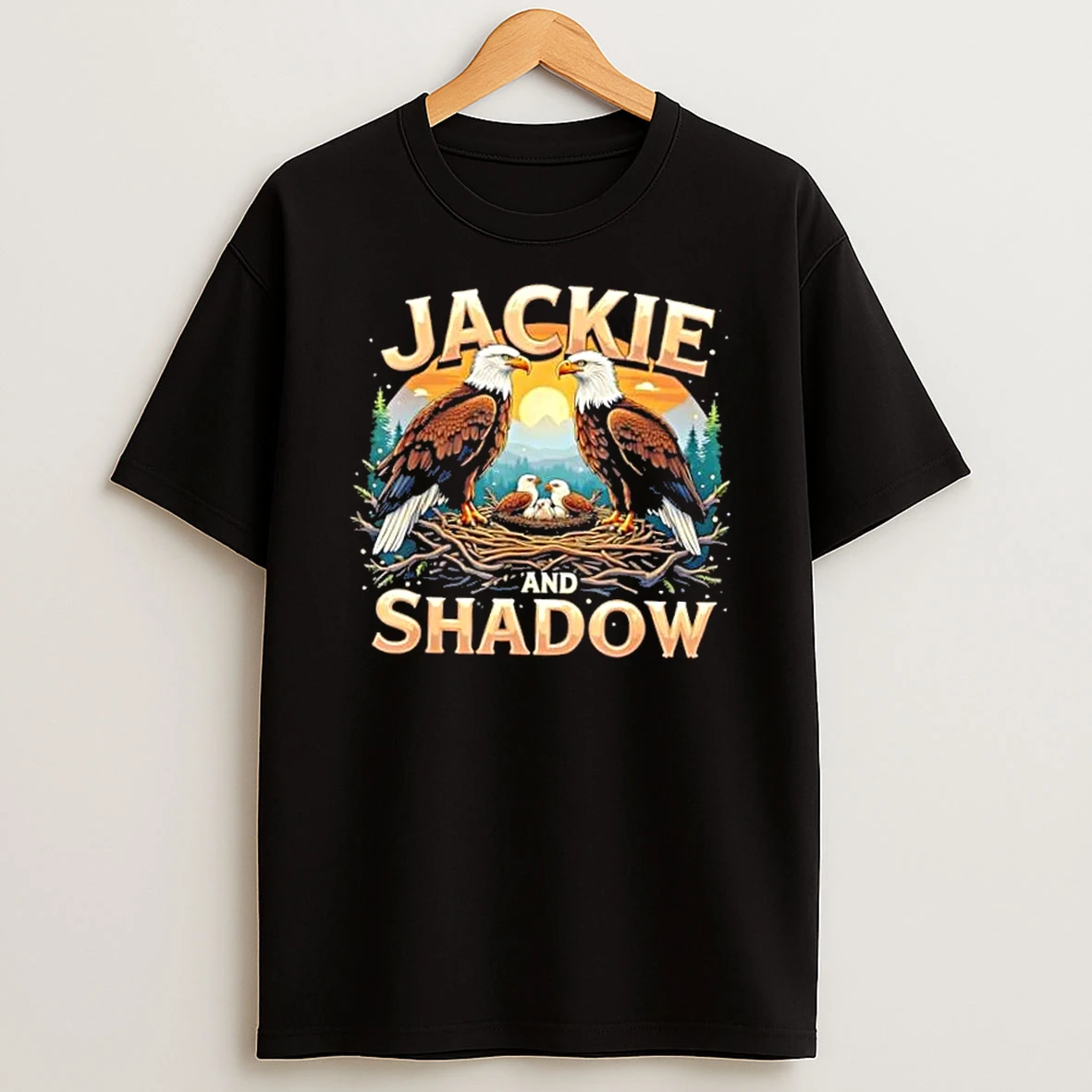 Vintage Jackie And Shadow Bald Eagle Family Design Graphic T Shirt