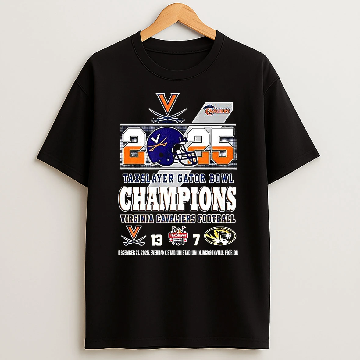 Virginia Cavaliers Vs Missouri Tigers Ncaa Taxslayer Gator Bowl Champions 2025 Final Score T Shirt