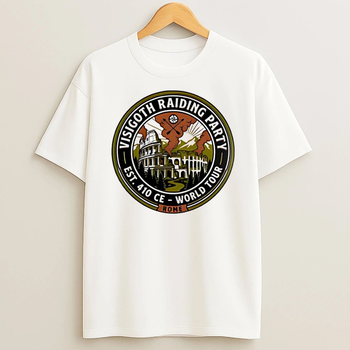 Visigoth Raiding Party Sack Of Rome Est 410 Ce World Tour Colosseum Logo T Shirt
