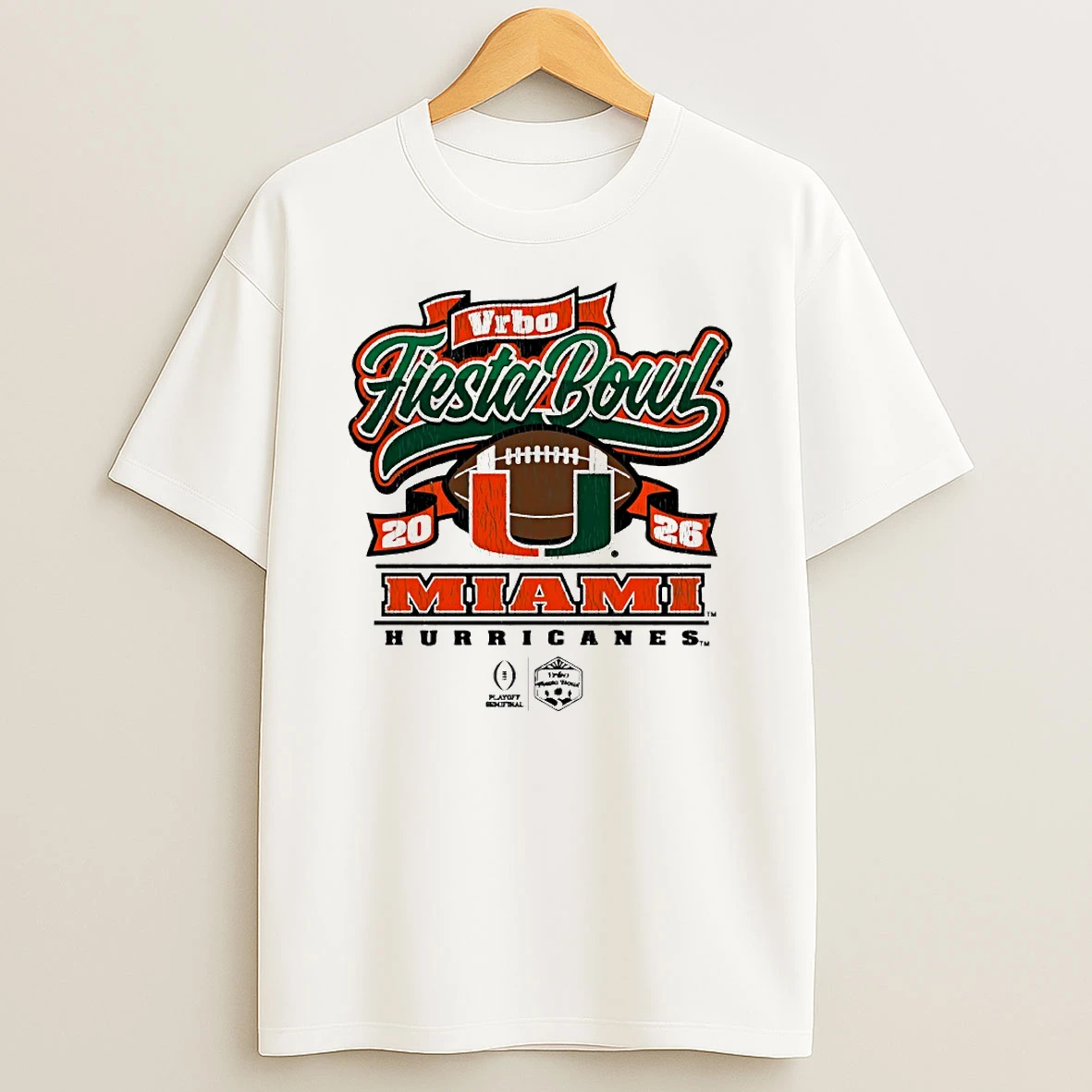 Vrbo Fiesta Bowl 2026 Cfp Semifinal Miami Hurricanes Scripted Circle T Shirt