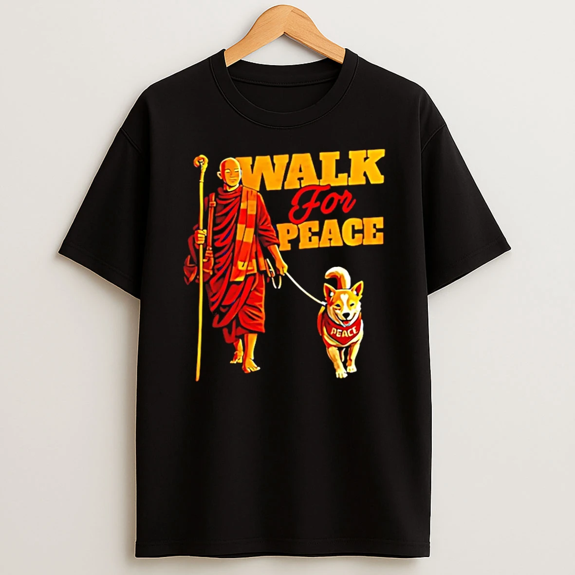 Walk For Peace Monks With Aloka Dog Pilgrimage T Shirt
