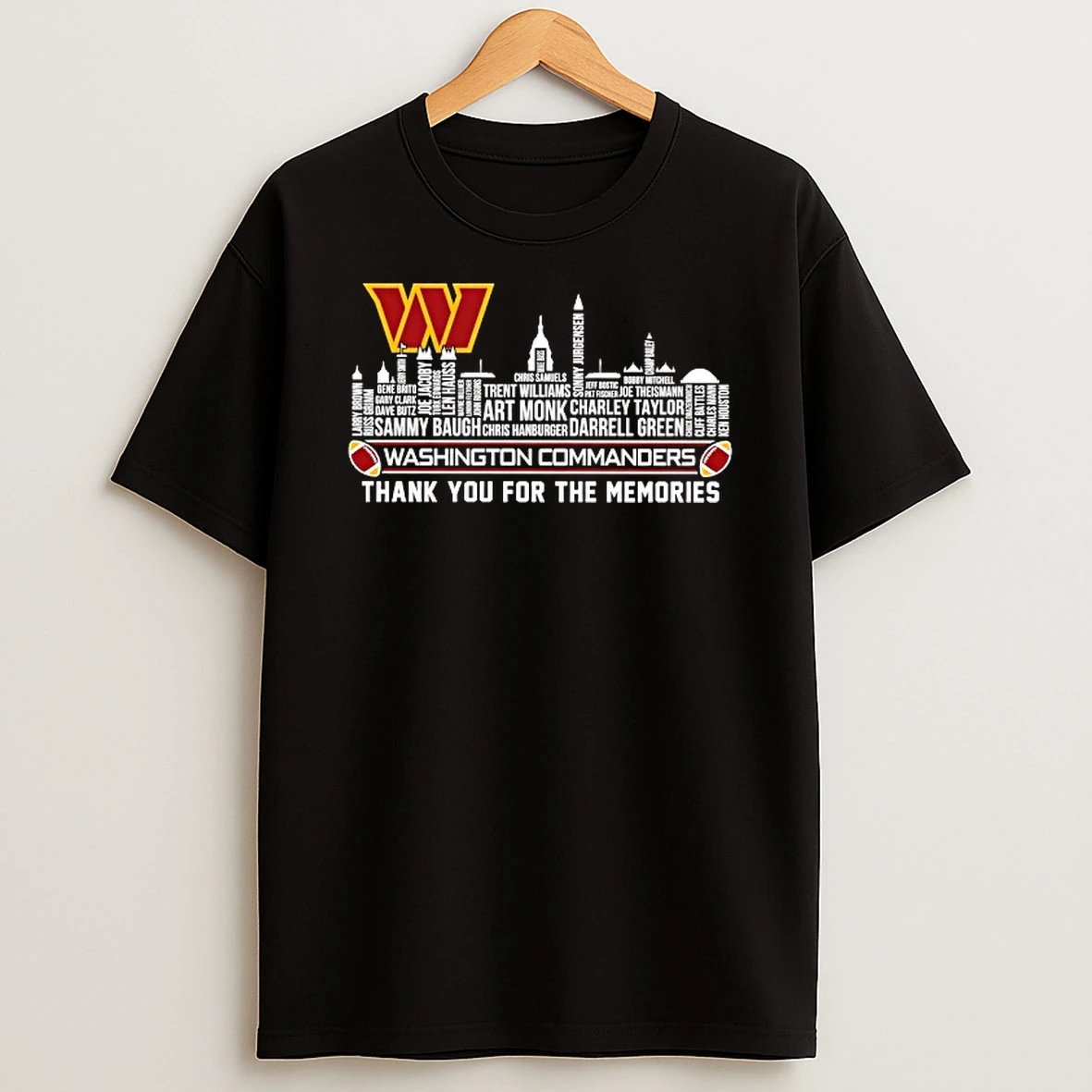 Washington Commanders 2025 Thank You For The Memories Players Name Skyline Signature T Shirt