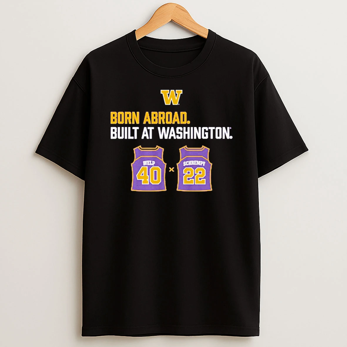 Washington Huskies Born Abroad Built At Washington Schrempf Welp Duo T Shirt
