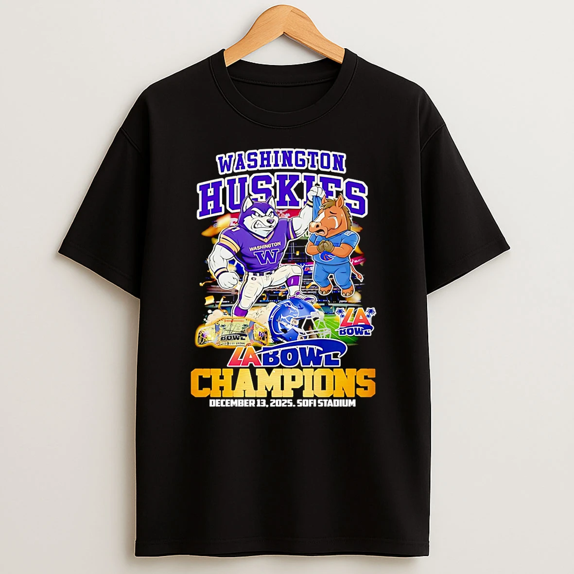 Washington Huskies La Bowl Champions Mascot T Shirt