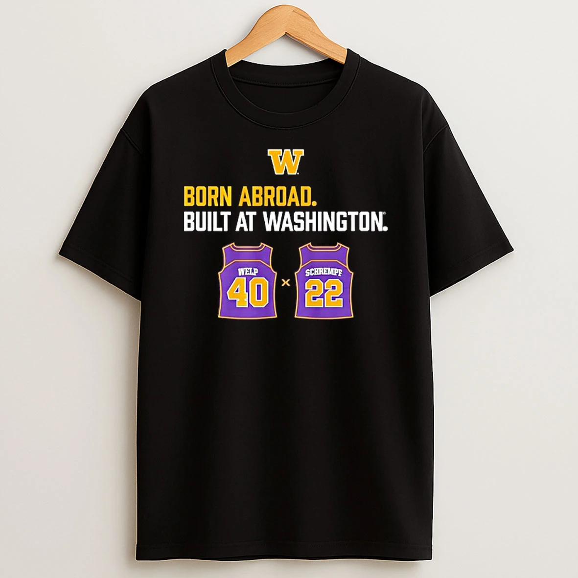 Washington Huskies Born Abroad Built At Washington Schrempf Welp Duo Jersey T Shirt