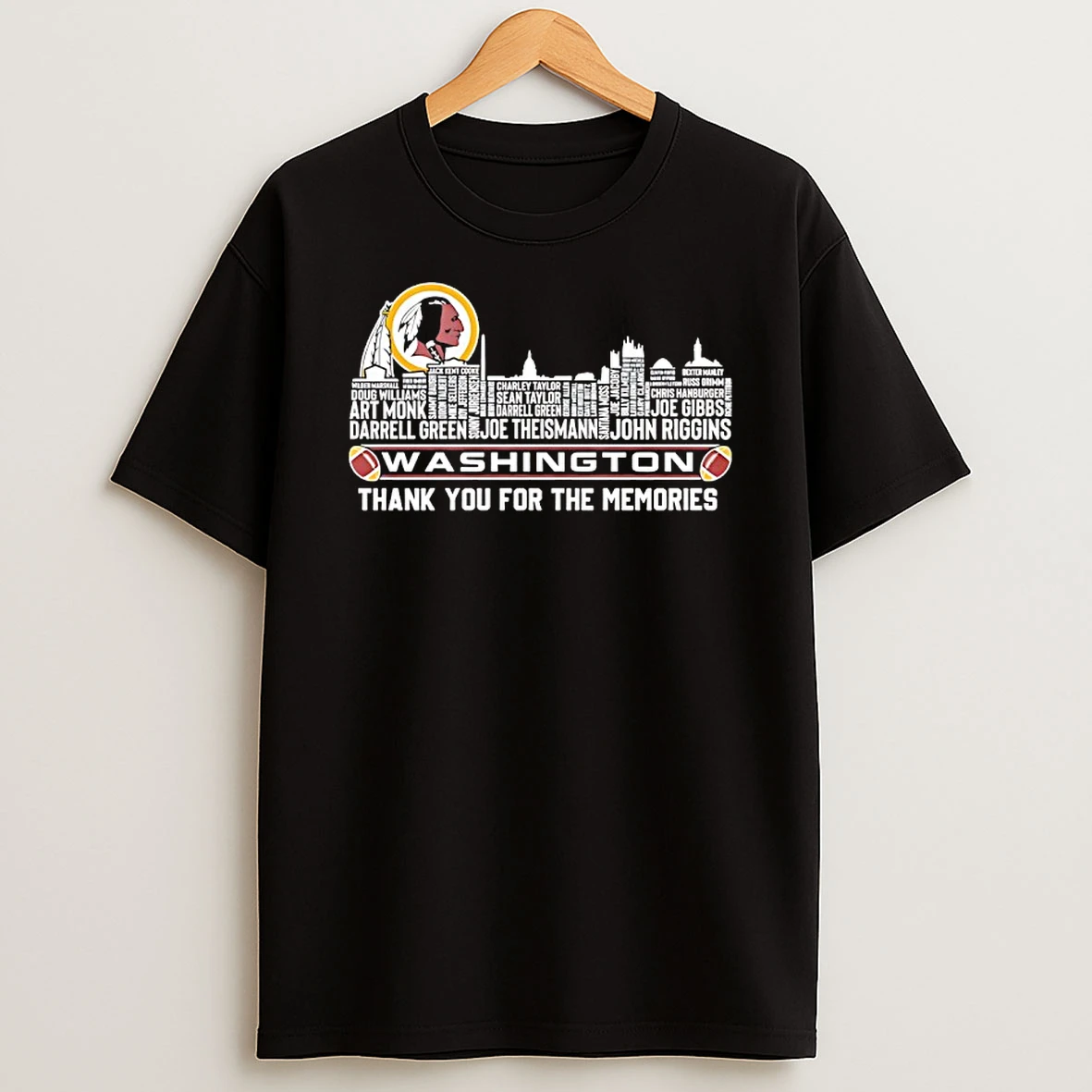 Washington Redskins Football Players Legend Thank You For The Memories Skyline T Shirt