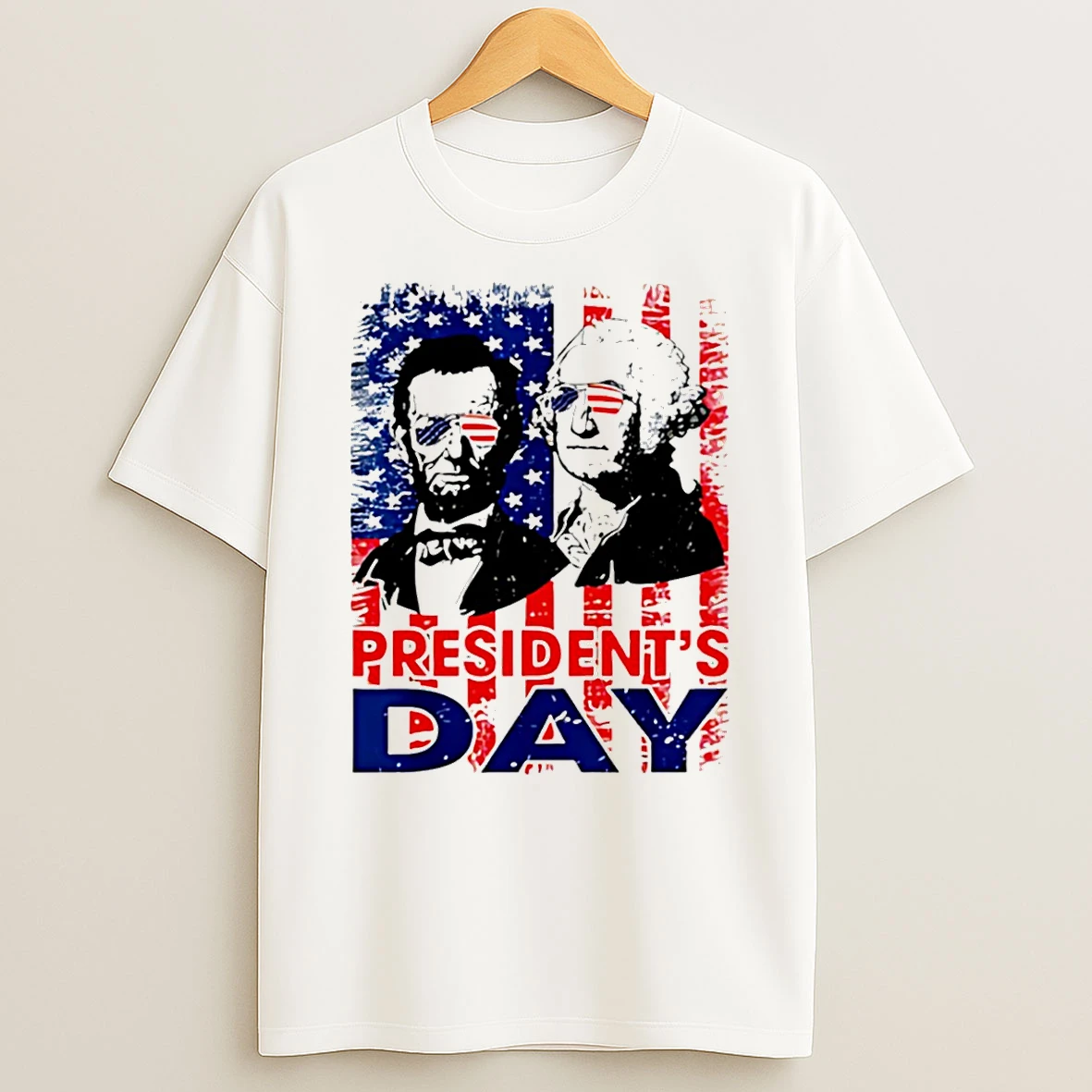 Washington And Lincoln Usa Flag Presidents Day Retro Tribute T Shirt
