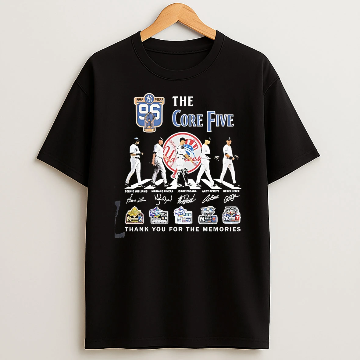 Williams Rivera Posada Pettitte Jeter The Core Five New York Yankees Baseball Abbey Road Signature T Shirt