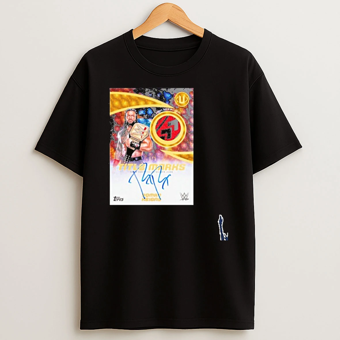 Wwe Roman Reigns Title Marks Topps Certified Autograph Issue Signature T Shirt