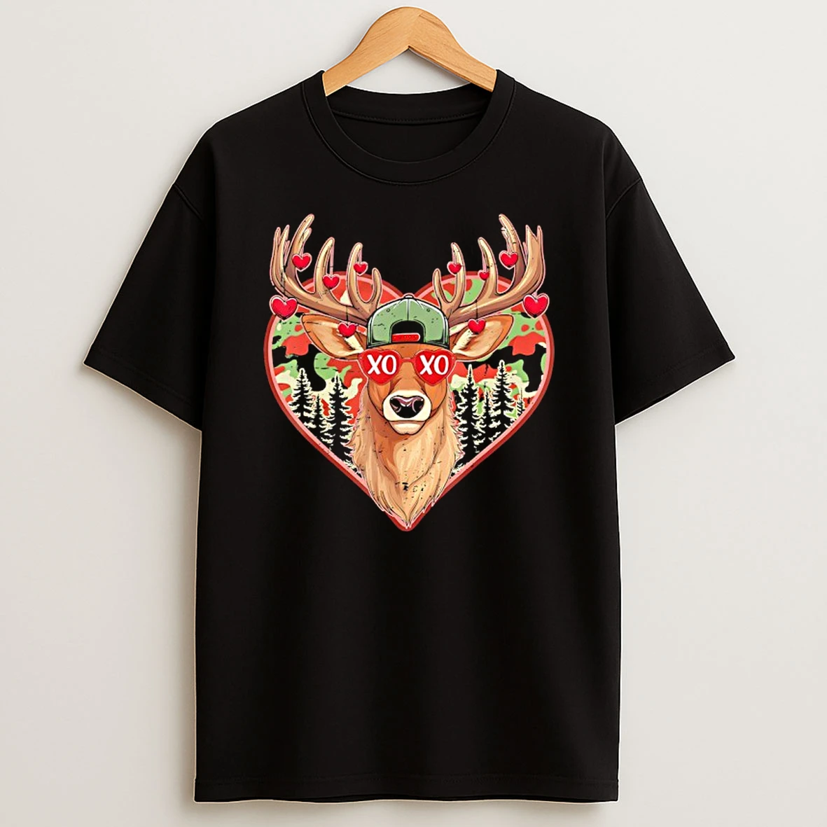 Xoxo Valentine Buck Camo Deer Retro Hunting Valentines Day T Shirt