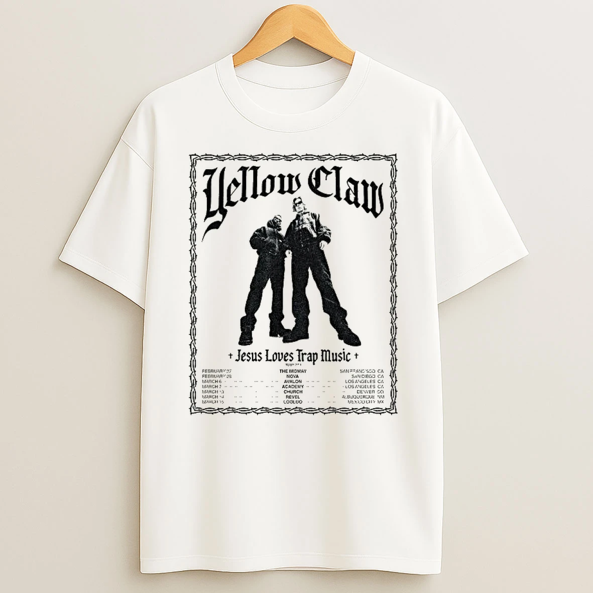 Yellow Claw Jesus Loves Trap Music Tour 2026 T Shirt