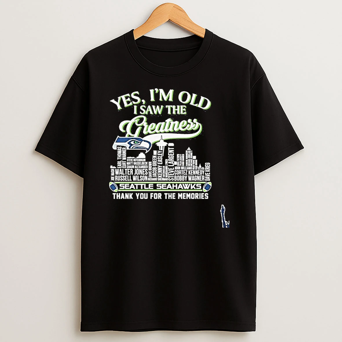 Yes Im Old But I Saw Seattle Seahawks Greatness Skyline Player Name T Shirt