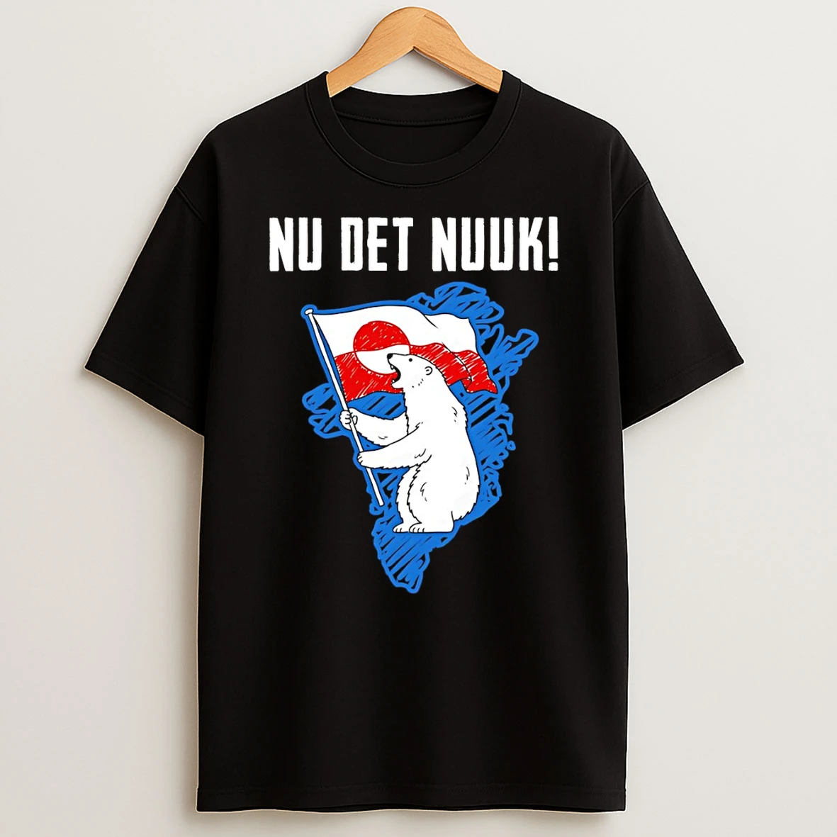 Pvjmzupa Nu Det Nuuk Hands Off Greenland Polar Bear And Flag T Shirt