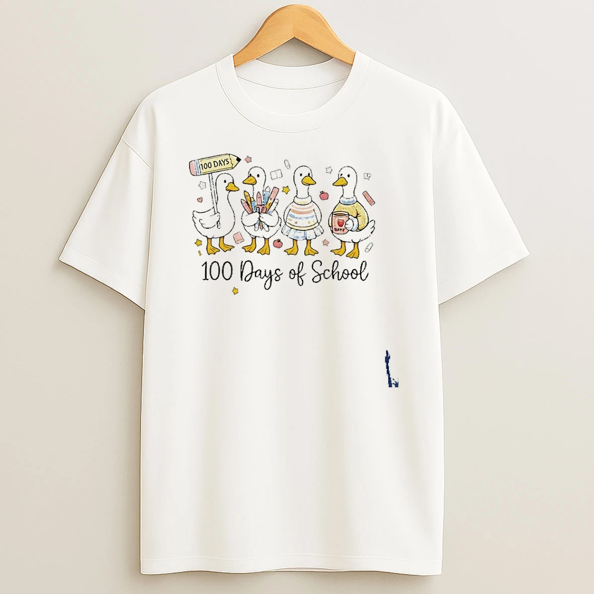 100 Days Of School Ducks Cute Goose Teacher 100th Day T Shirt