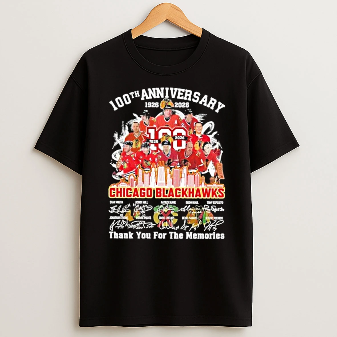 100th Anniversary Team Player Chicago Blackhawks Signature Thank You For The Memories T Shirt