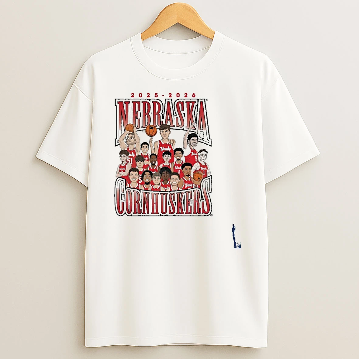 2025 2026 Nebraska Cornhuskers Mens Basketball Team Caricature T Shirt