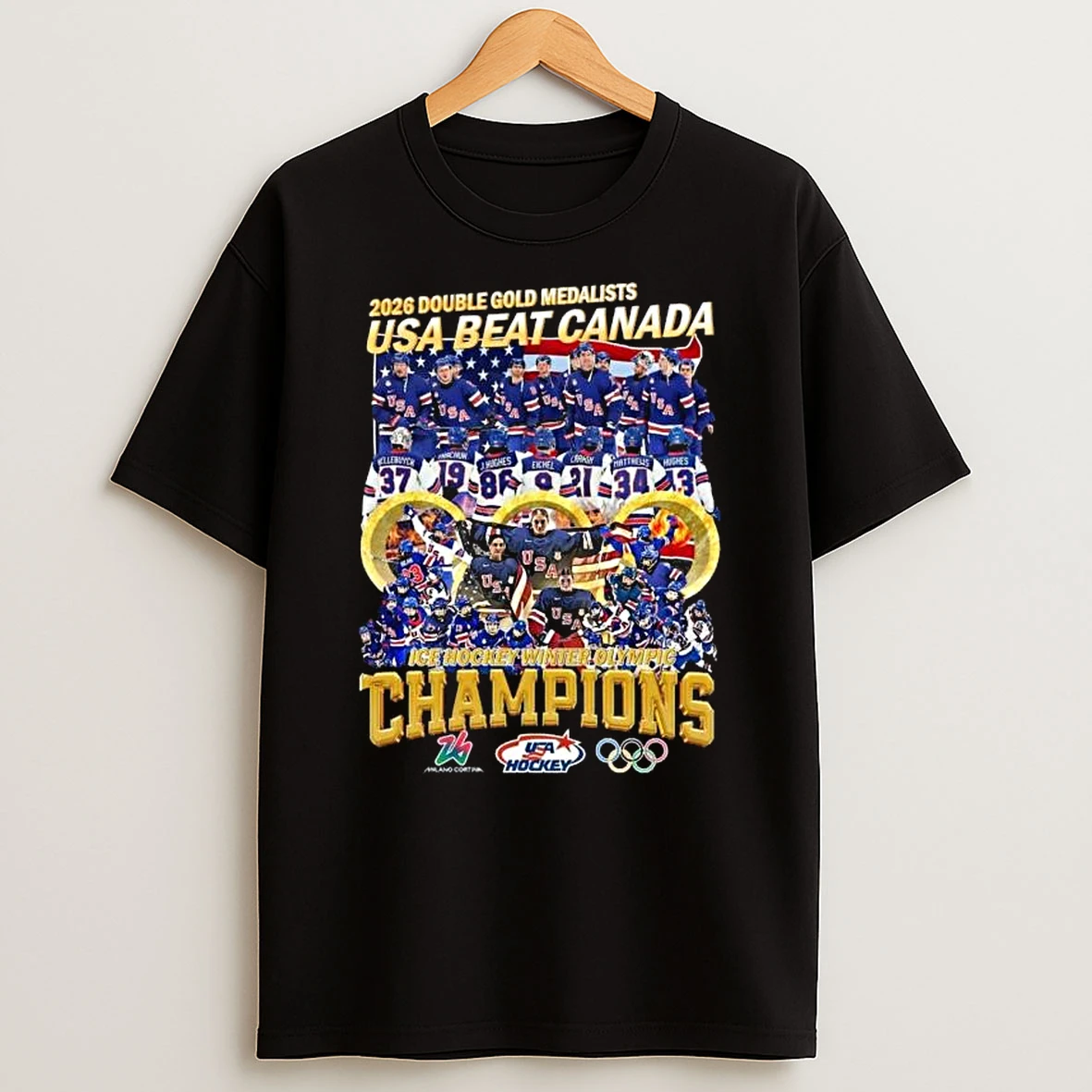 2026 Double Gold Medalists Usa Beat Canada 2026 Ice Hockey Winner Olympic Champions T Shirt