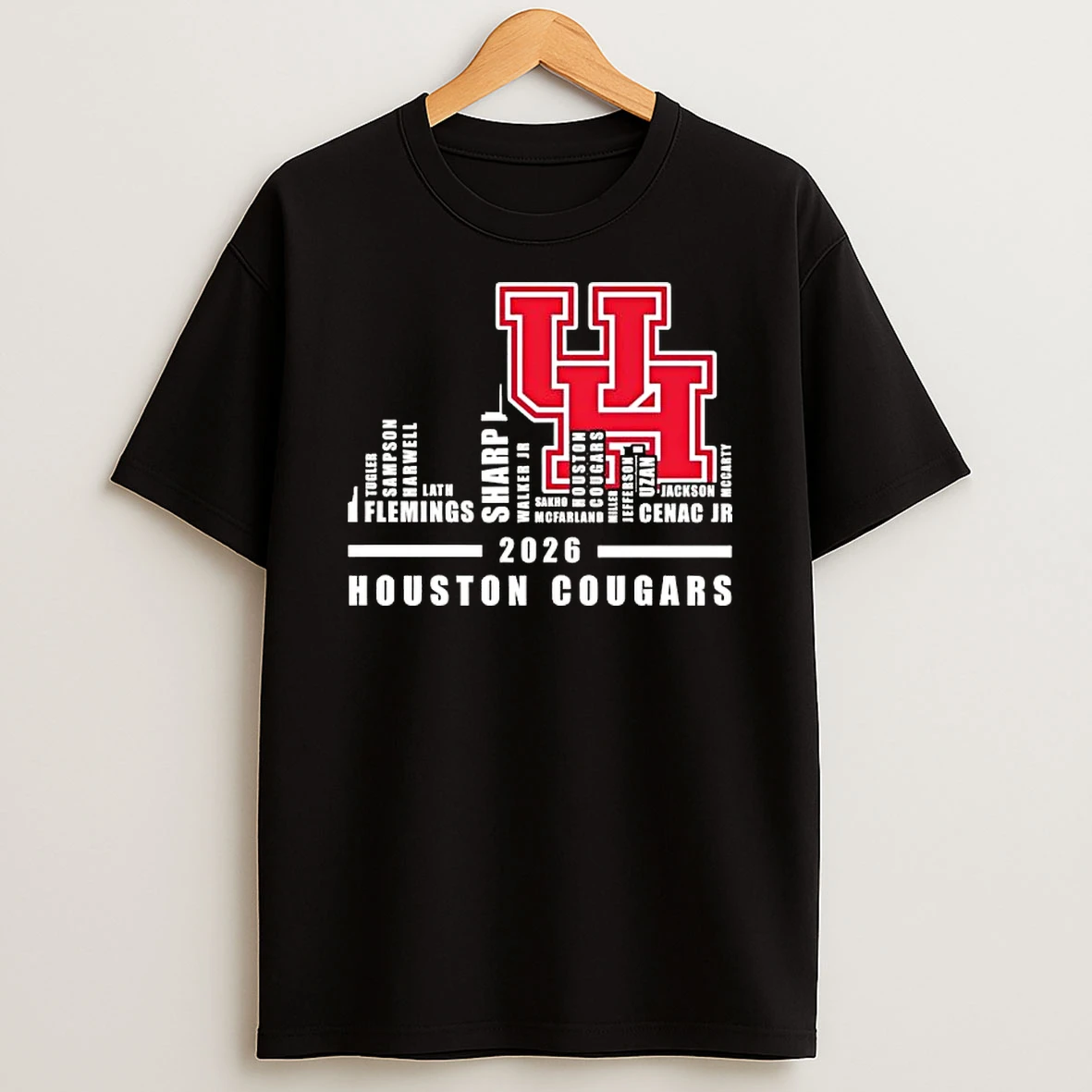 2026 Houston Cougars Football All Names City Skyline T Shirt