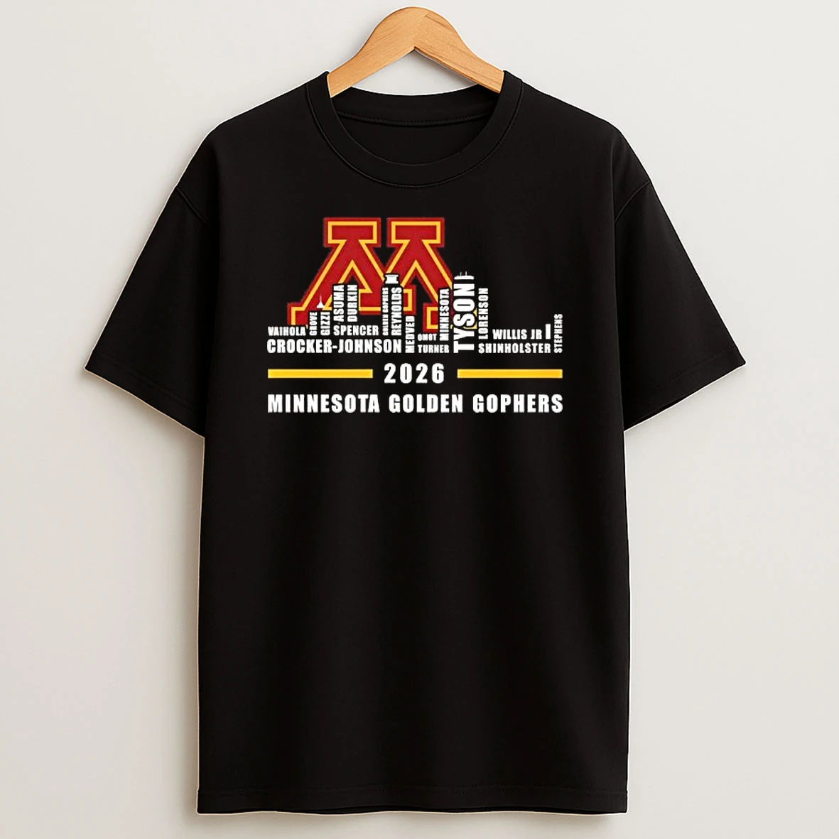 2026 Minnesota Golden Gophers All Names City Skyline T Shirt