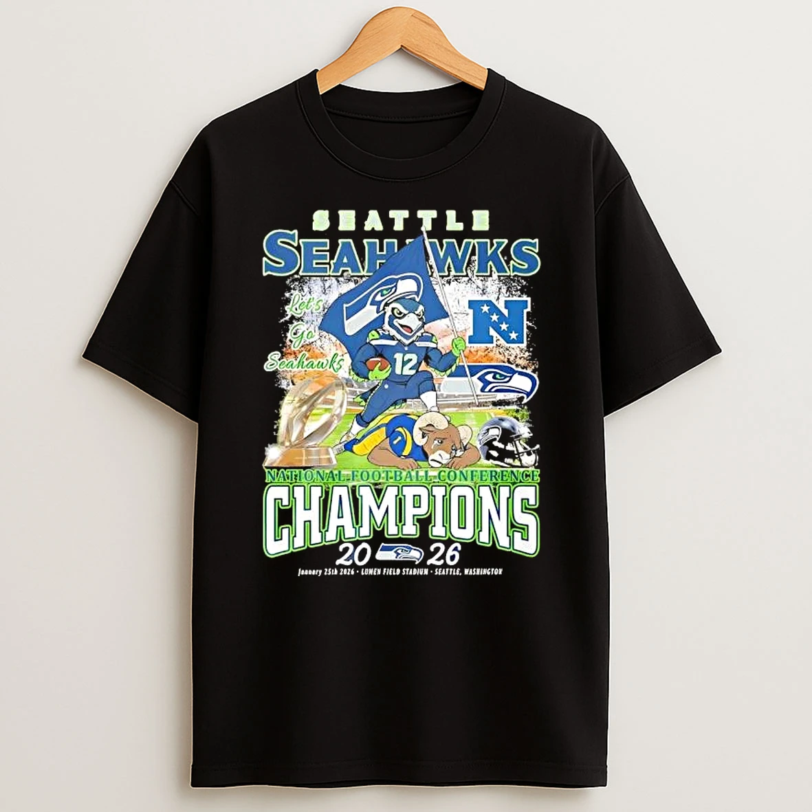 2026 National Football Conference Champions Let Go Seahawks Beat Los Angeles Rams T Shirt