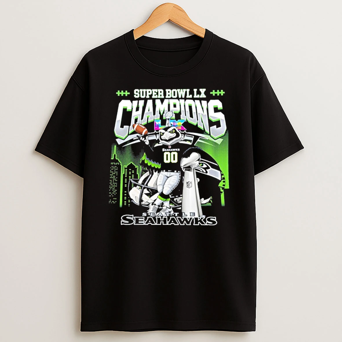2026 Super Bowl Lx Champions Mascot Seattle Seahawks T Shirt