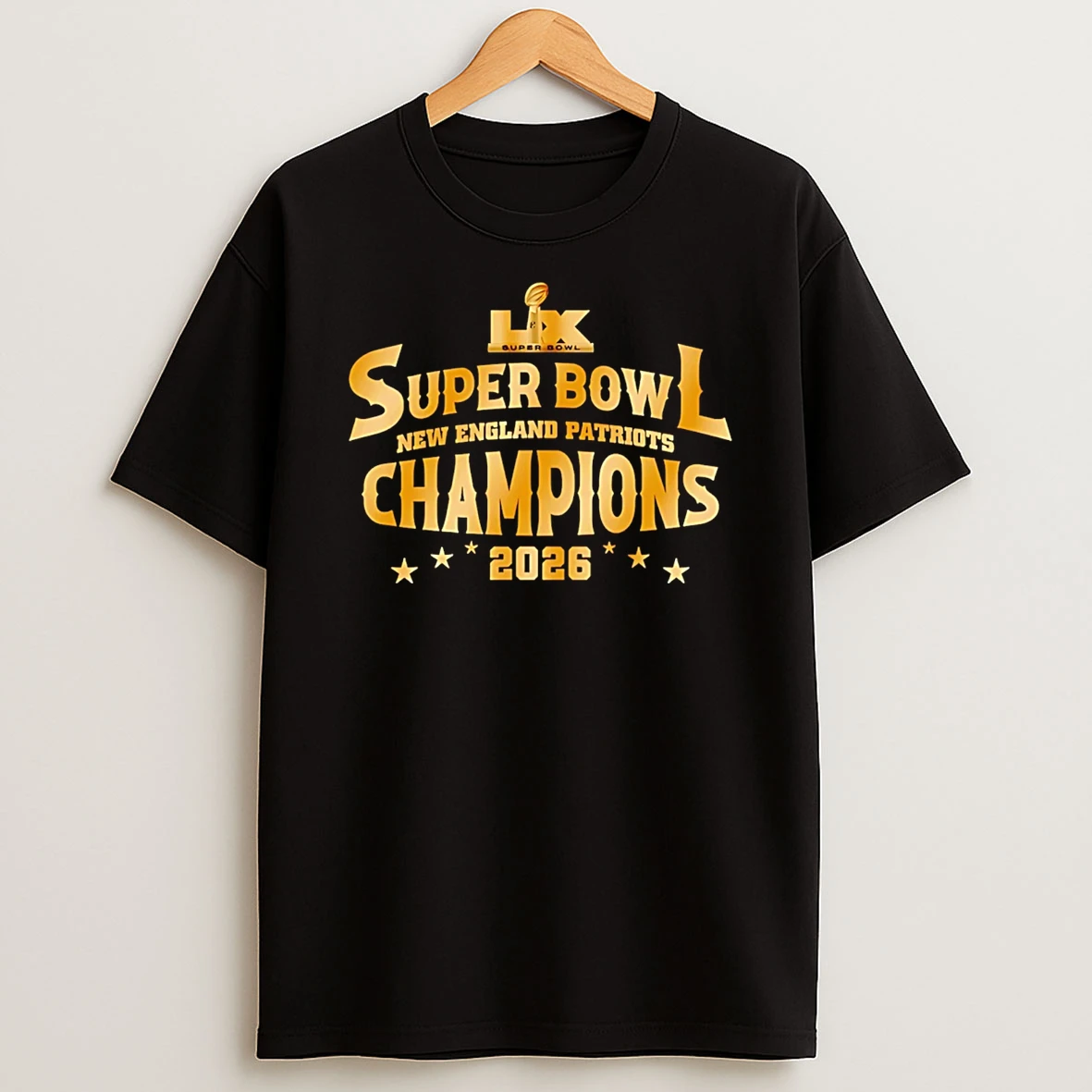 2026 Super Bowl Lx Champions New England Patriots Gold T Shirt