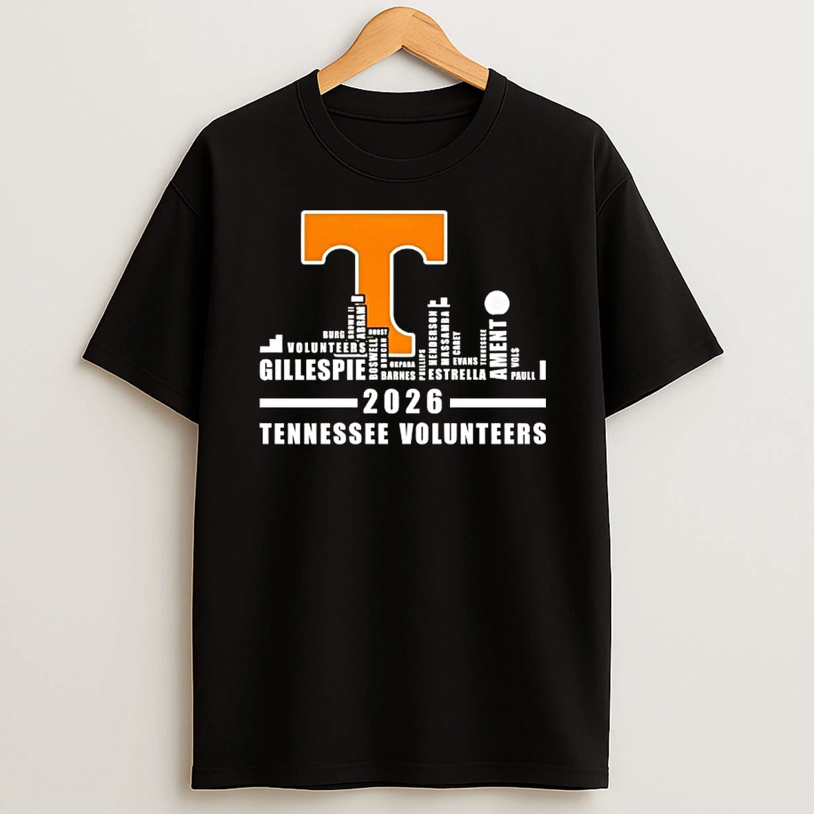 2026 Tennessee Volunteers All Names City Skyline T Shirt
