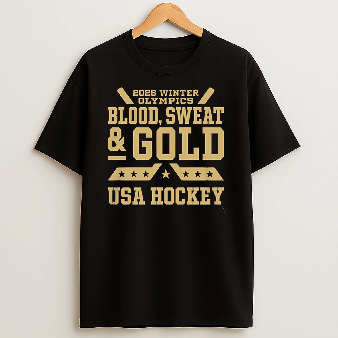 2026 Winter Olympics Blood Sweat And Gold Usa Hockey T Shirt