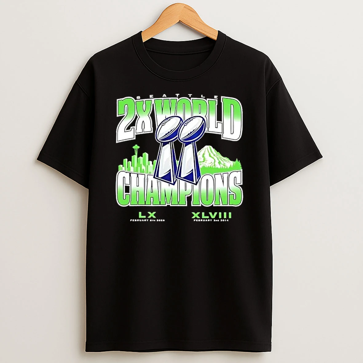 2x World Champions Seattle Seahawks Football 2026 World Championship T Shirt