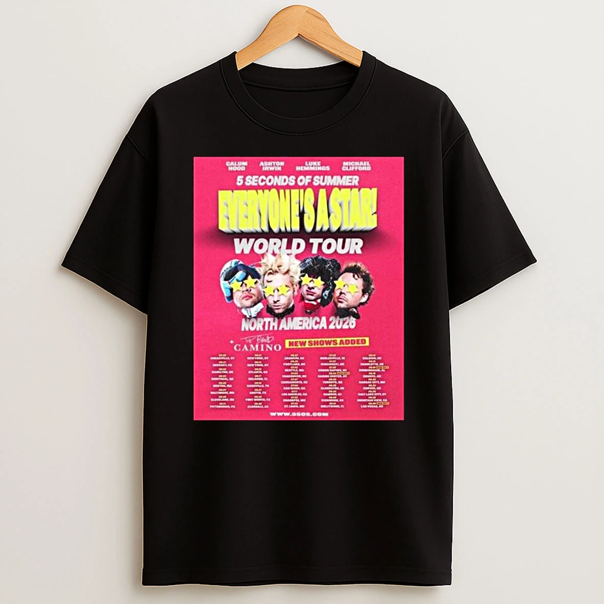 5 Seconds Of Summer Everyones A Star World Tour North America 2026 City Dates T Shirt