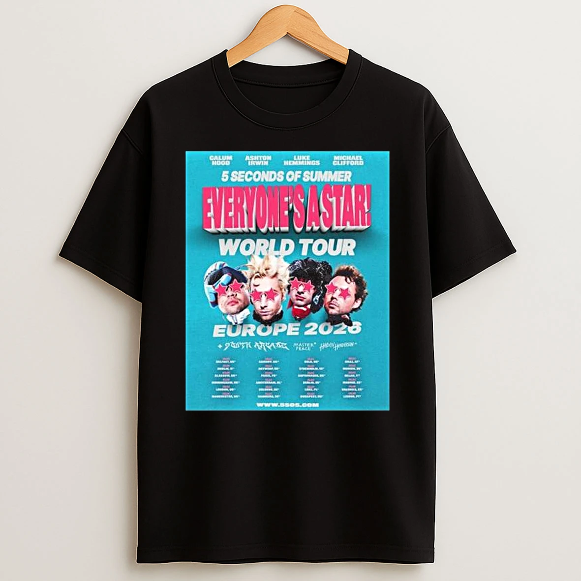 5 Seconds Of Summer Everyones A Star World Tour Uk And Europe 2026 Schedule Dates T Shirt