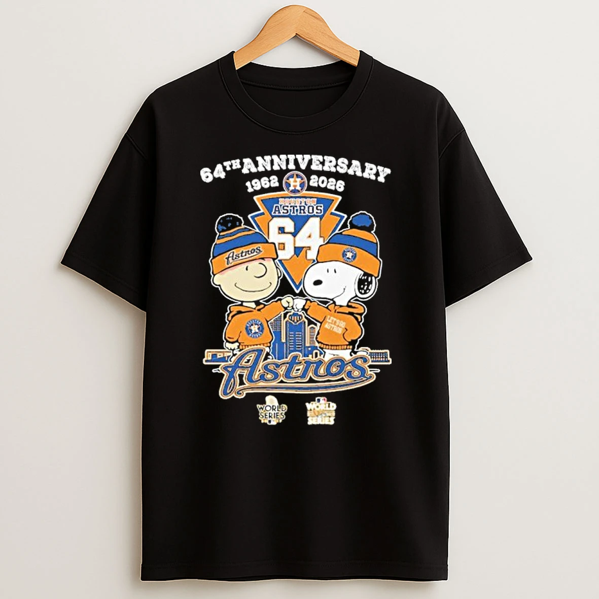 64th Anniversary 1962 2026 Houston Astros Snoopy And Brown City Logo T Shirt