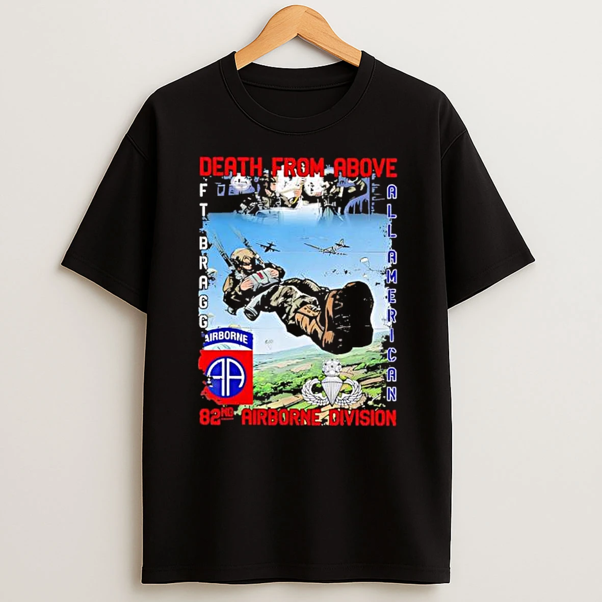 82nd Airborne Division Paratrooper And Insignia Graphic T Shirt