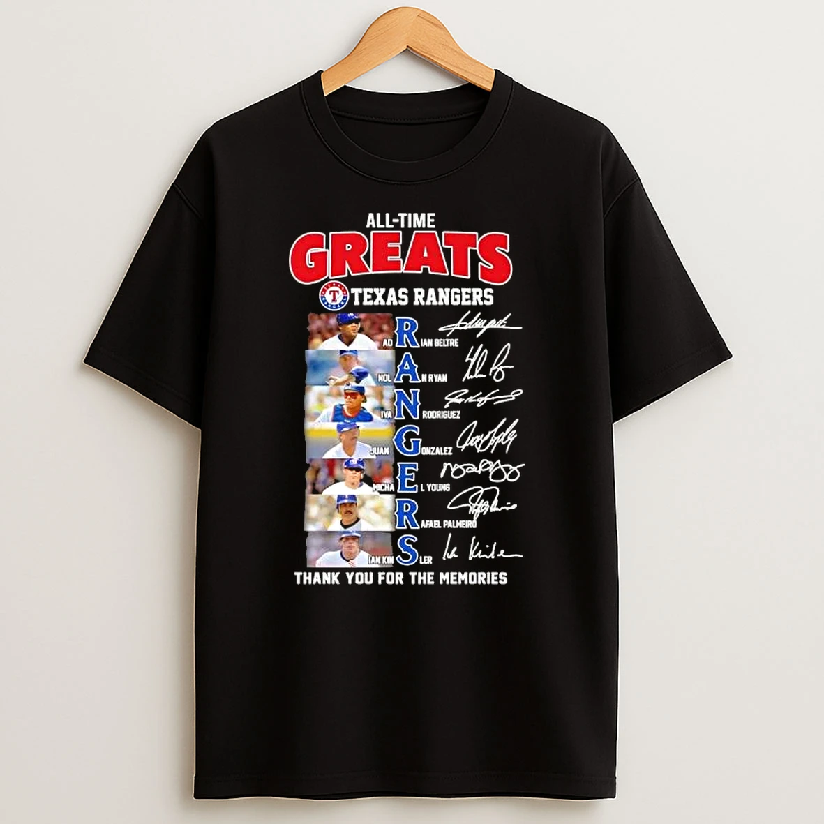 All Time Greats Texas Rangers Players Names Thank You For The Memories Signatures T Shirt